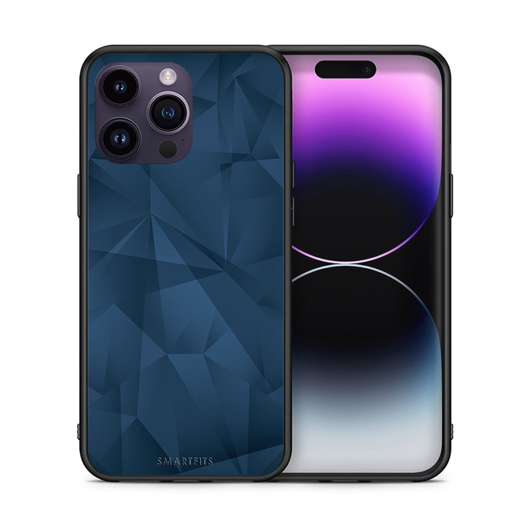 Θήκη iPhone 14 Pro Blue Abstract Geometric από τη Smartfits με σχέδιο στο πίσω μέρος και μαύρο περίβλημα | iPhone 14 Pro Blue Abstract Geometric case with colorful back and black bezels