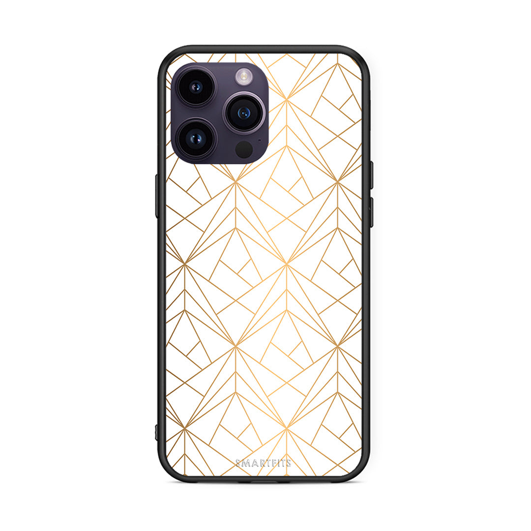 111 - iPhone 14 Pro Luxury White Geometric case, cover, bumper