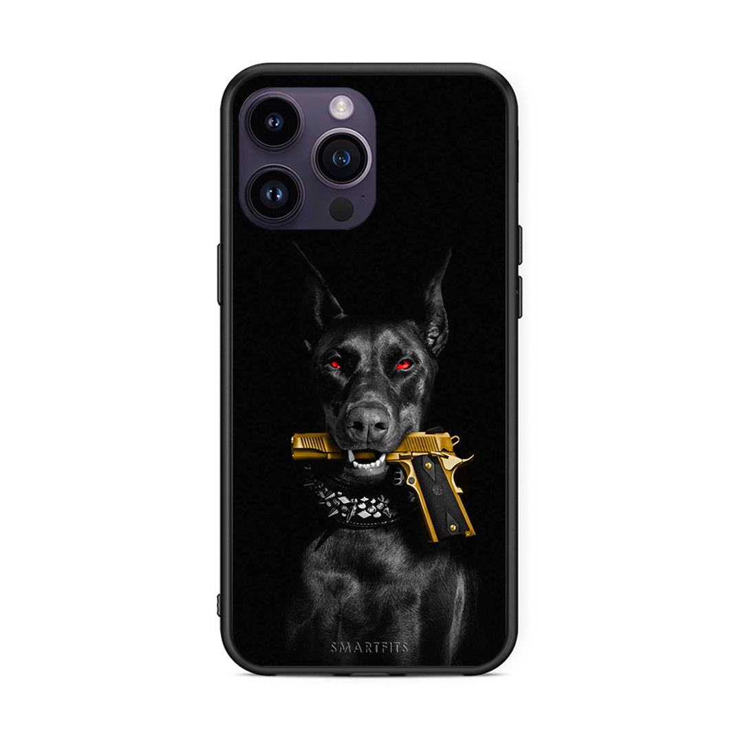 iPhone 14 Pro Golden Gun Θήκη Αγίου Βαλεντίνου από τη Smartfits με σχέδιο στο πίσω μέρος και μαύρο περίβλημα | Smartphone case with colorful back and black bezels by Smartfits