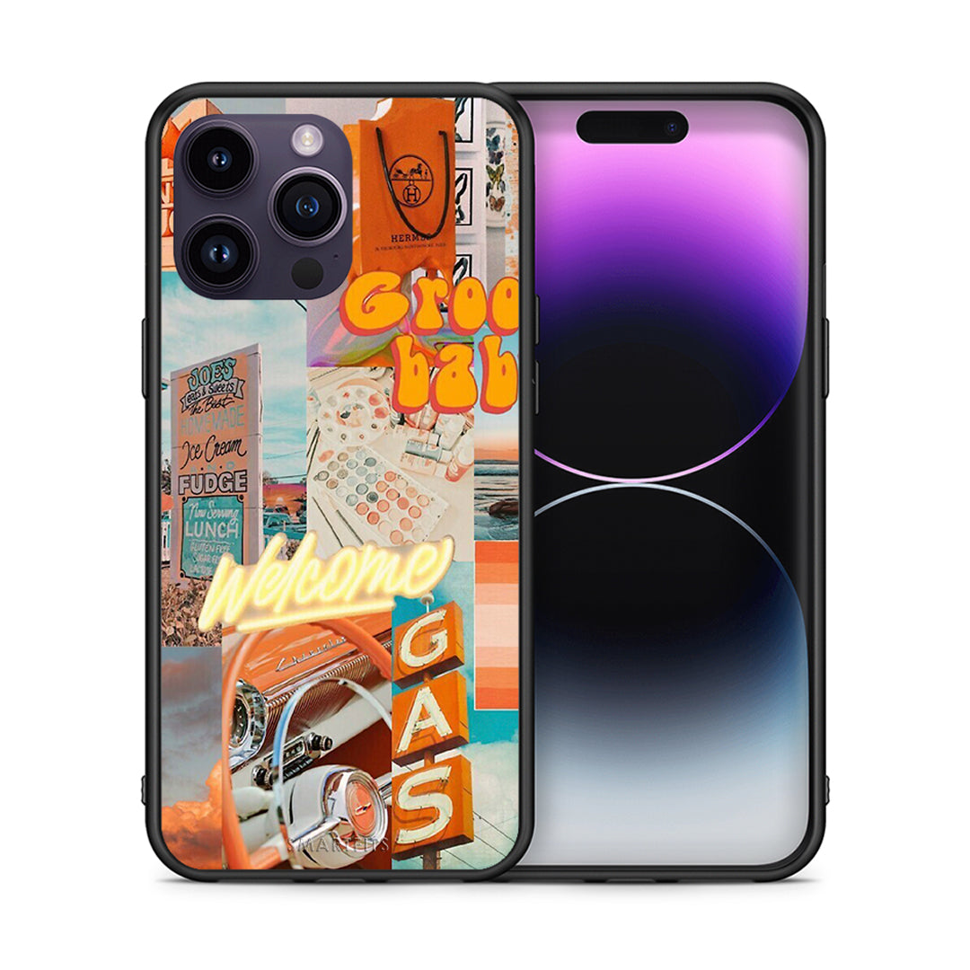 Θήκη Αγίου Βαλεντίνου iPhone 15 Pro Groovy Babe από τη Smartfits με σχέδιο στο πίσω μέρος και μαύρο περίβλημα | iPhone 15 Pro Groovy Babe case with colorful back and black bezels