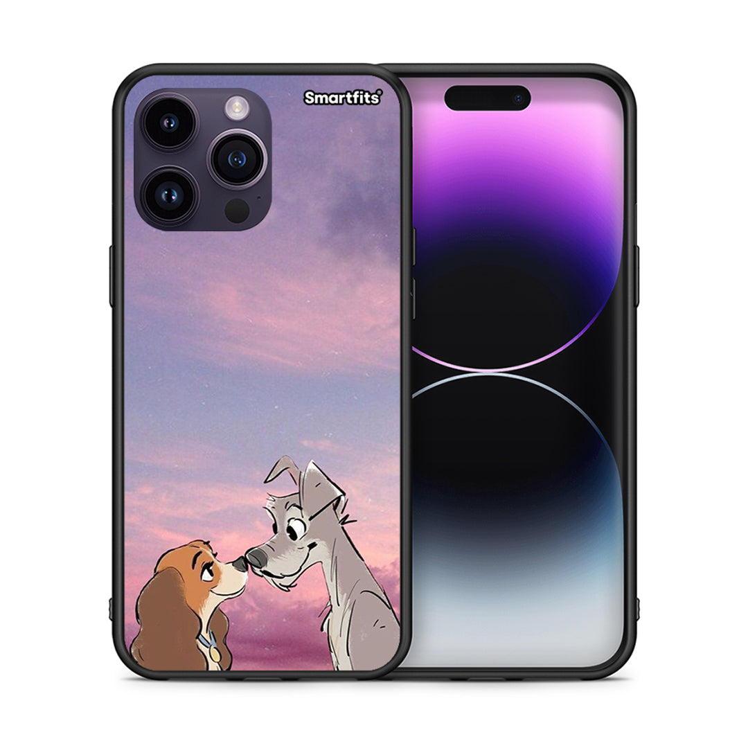 Θήκη iPhone 14 Pro Lady And Tramp από τη Smartfits με σχέδιο στο πίσω μέρος και μαύρο περίβλημα | iPhone 14 Pro Lady And Tramp case with colorful back and black bezels