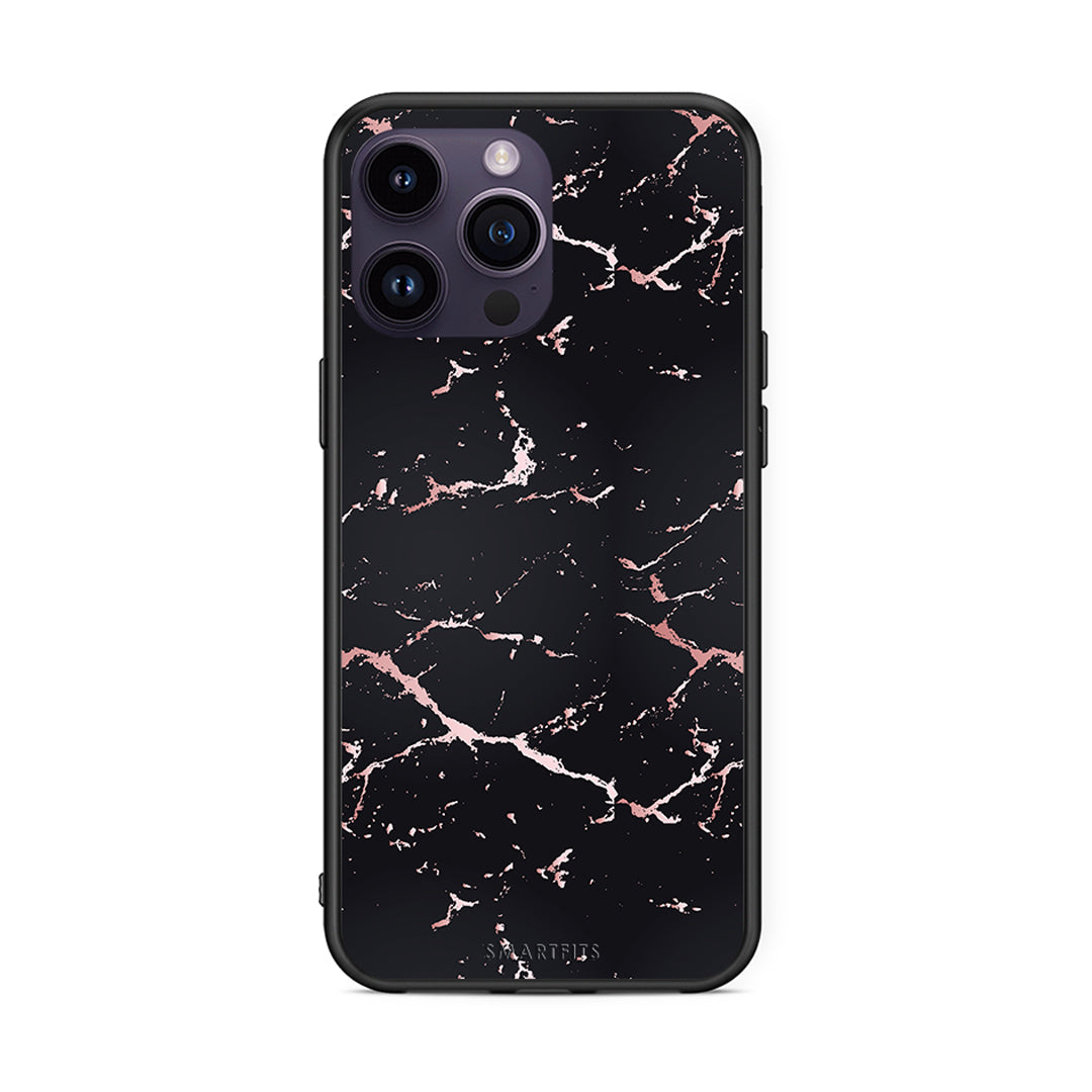 4 - iPhone 14 Pro Black Rosegold Marble case, cover, bumper