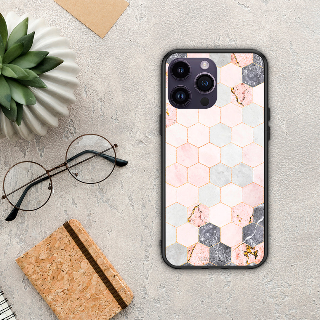 Marble Hexagon Pink - iPhone 14 Pro case