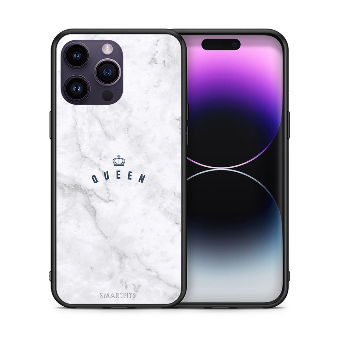 Θήκη iPhone 15 Pro Queen Marble από τη Smartfits με σχέδιο στο πίσω μέρος και μαύρο περίβλημα | iPhone 15 Pro Queen Marble case with colorful back and black bezels