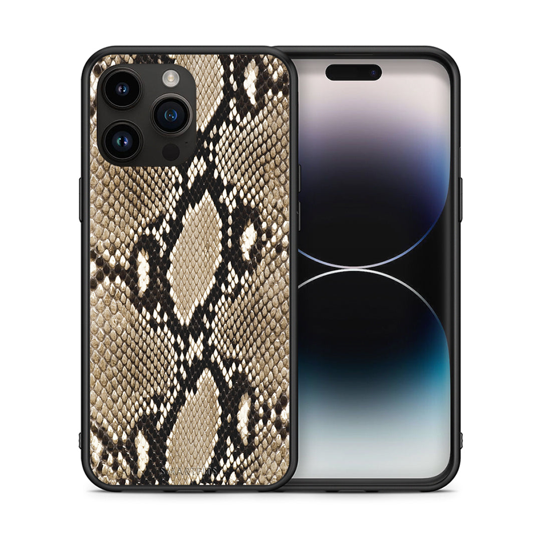 Θήκη iPhone 15 Pro Max Fashion Snake Animal από τη Smartfits με σχέδιο στο πίσω μέρος και μαύρο περίβλημα | iPhone 15 Pro Max Fashion Snake Animal case with colorful back and black bezels