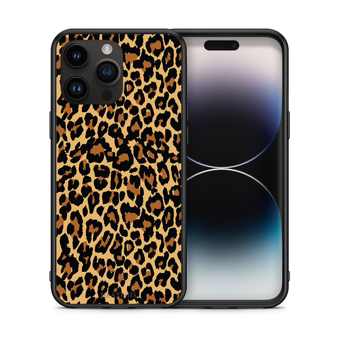 Θήκη iPhone 14 Pro Max Leopard Animal από τη Smartfits με σχέδιο στο πίσω μέρος και μαύρο περίβλημα | iPhone 14 Pro Max Leopard Animal case with colorful back and black bezels