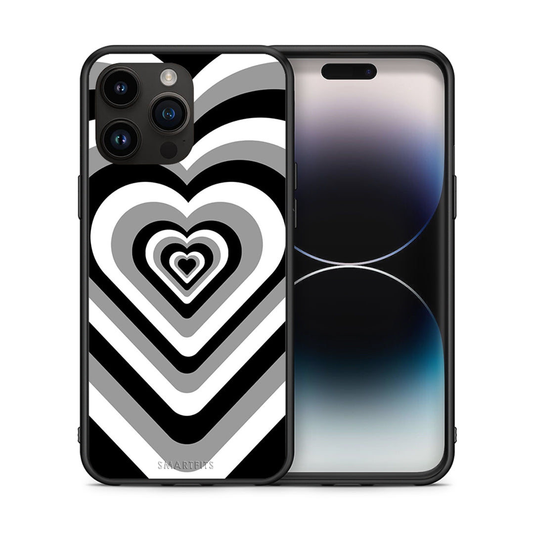 Θήκη iPhone 15 Pro Max Black Hearts από τη Smartfits με σχέδιο στο πίσω μέρος και μαύρο περίβλημα | iPhone 15 Pro Max Black Hearts case with colorful back and black bezels
