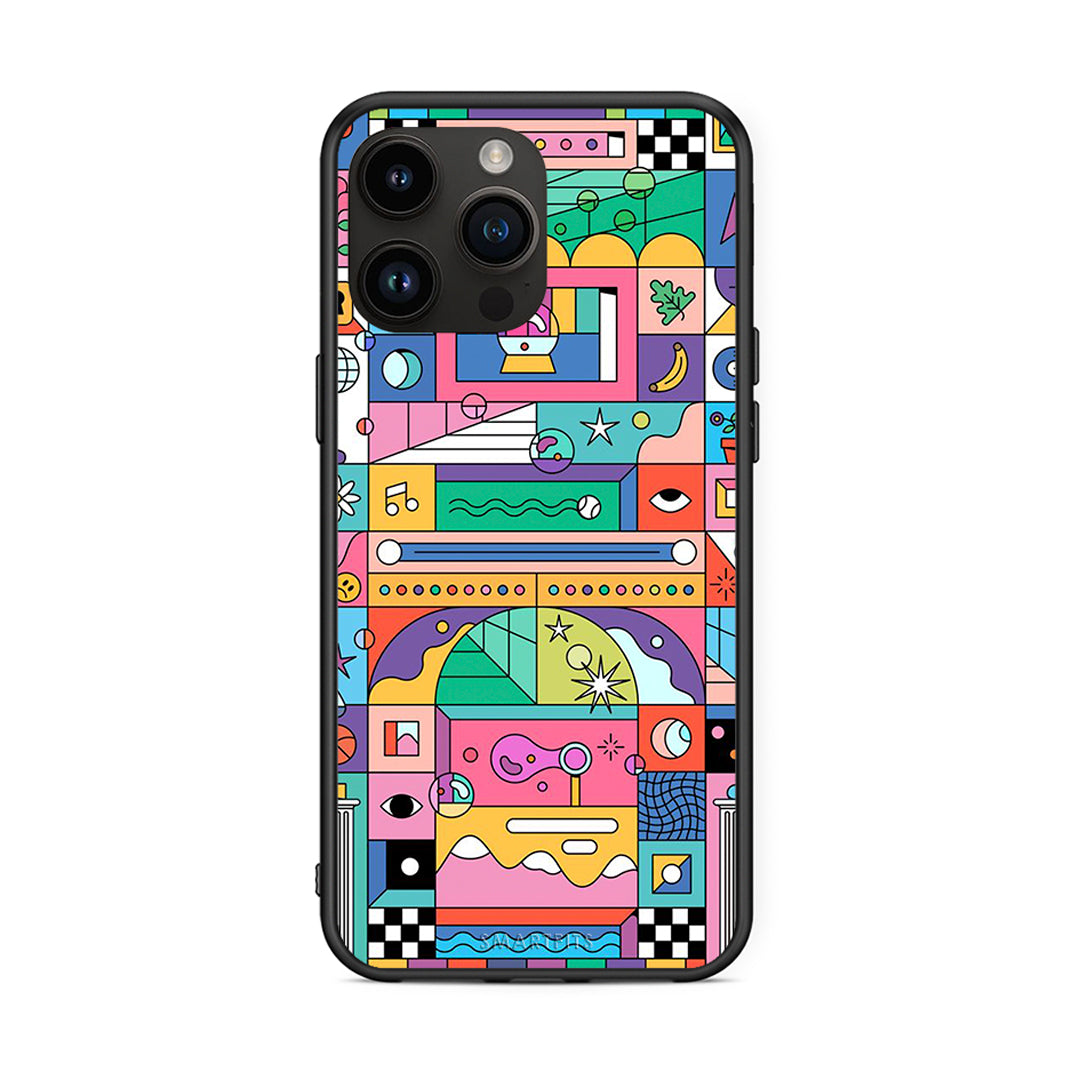iPhone 15 Pro Max Bubbles Soap θήκη από τη Smartfits με σχέδιο στο πίσω μέρος και μαύρο περίβλημα | Smartphone case with colorful back and black bezels by Smartfits