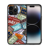 Thumbnail for Θήκη iPhone 15 Pro Max Car Plates από τη Smartfits με σχέδιο στο πίσω μέρος και μαύρο περίβλημα | iPhone 15 Pro Max Car Plates case with colorful back and black bezels