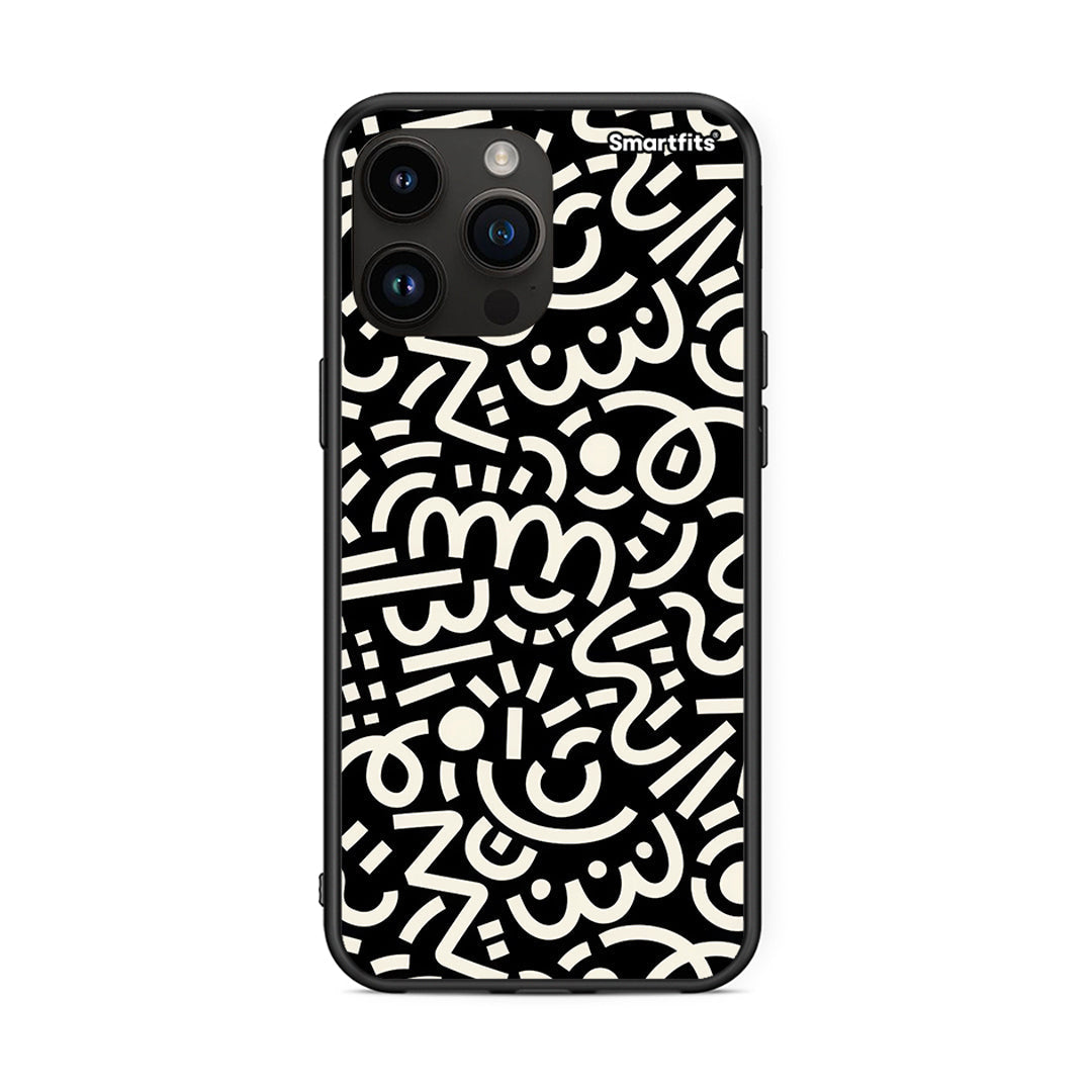 iPhone 15 Pro Max Doodle Art Θήκη από τη Smartfits με σχέδιο στο πίσω μέρος και μαύρο περίβλημα | Smartphone case with colorful back and black bezels by Smartfits