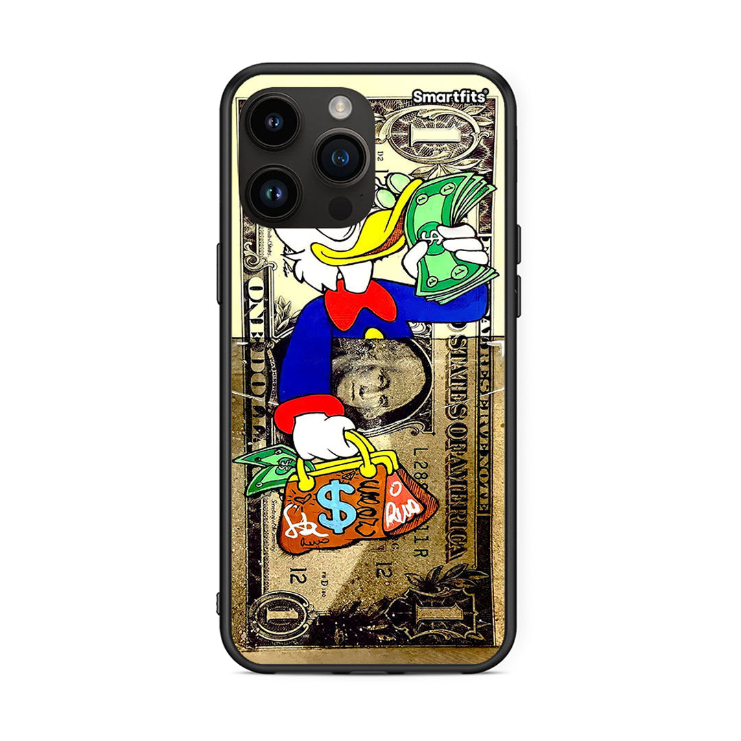 iPhone 15 Pro Max Duck Money Θήκη από τη Smartfits με σχέδιο στο πίσω μέρος και μαύρο περίβλημα | Smartphone case with colorful back and black bezels by Smartfits