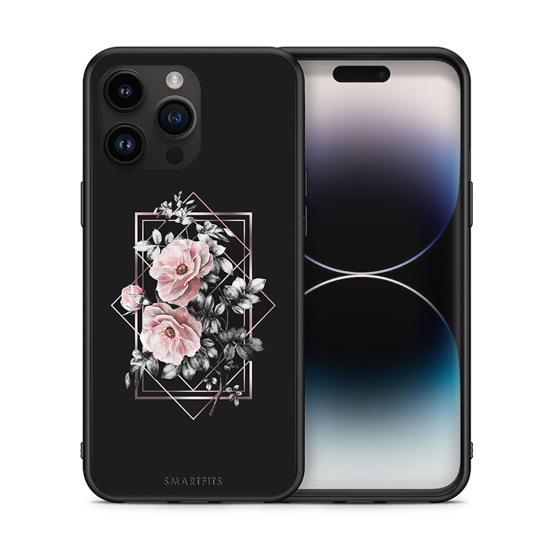 Θήκη iPhone 14 Pro Max Frame Flower από τη Smartfits με σχέδιο στο πίσω μέρος και μαύρο περίβλημα | iPhone 14 Pro Max Frame Flower case with colorful back and black bezels