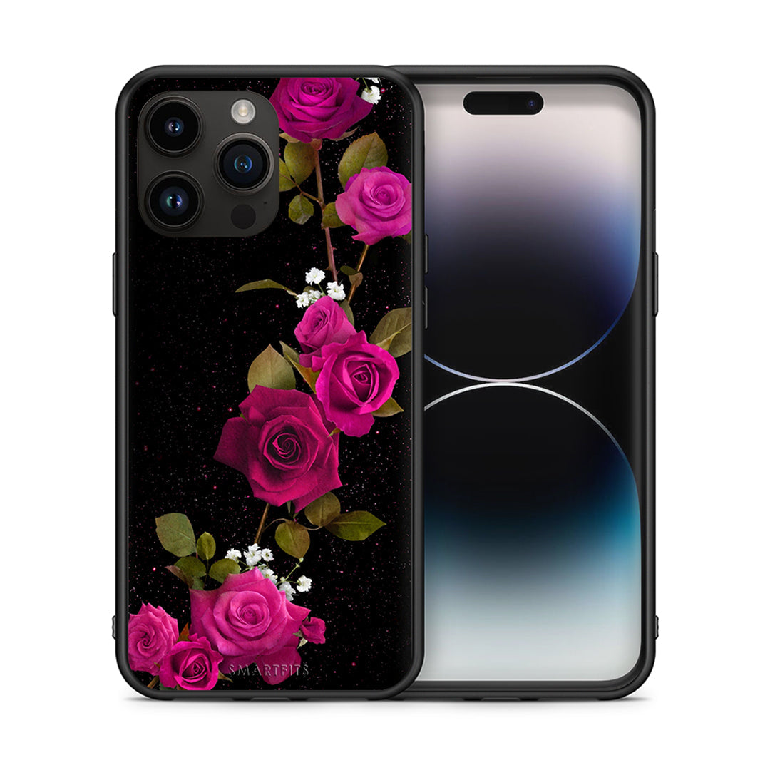 Θήκη iPhone 15 Pro Max Red Roses Flower από τη Smartfits με σχέδιο στο πίσω μέρος και μαύρο περίβλημα | iPhone 15 Pro Max Red Roses Flower case with colorful back and black bezels