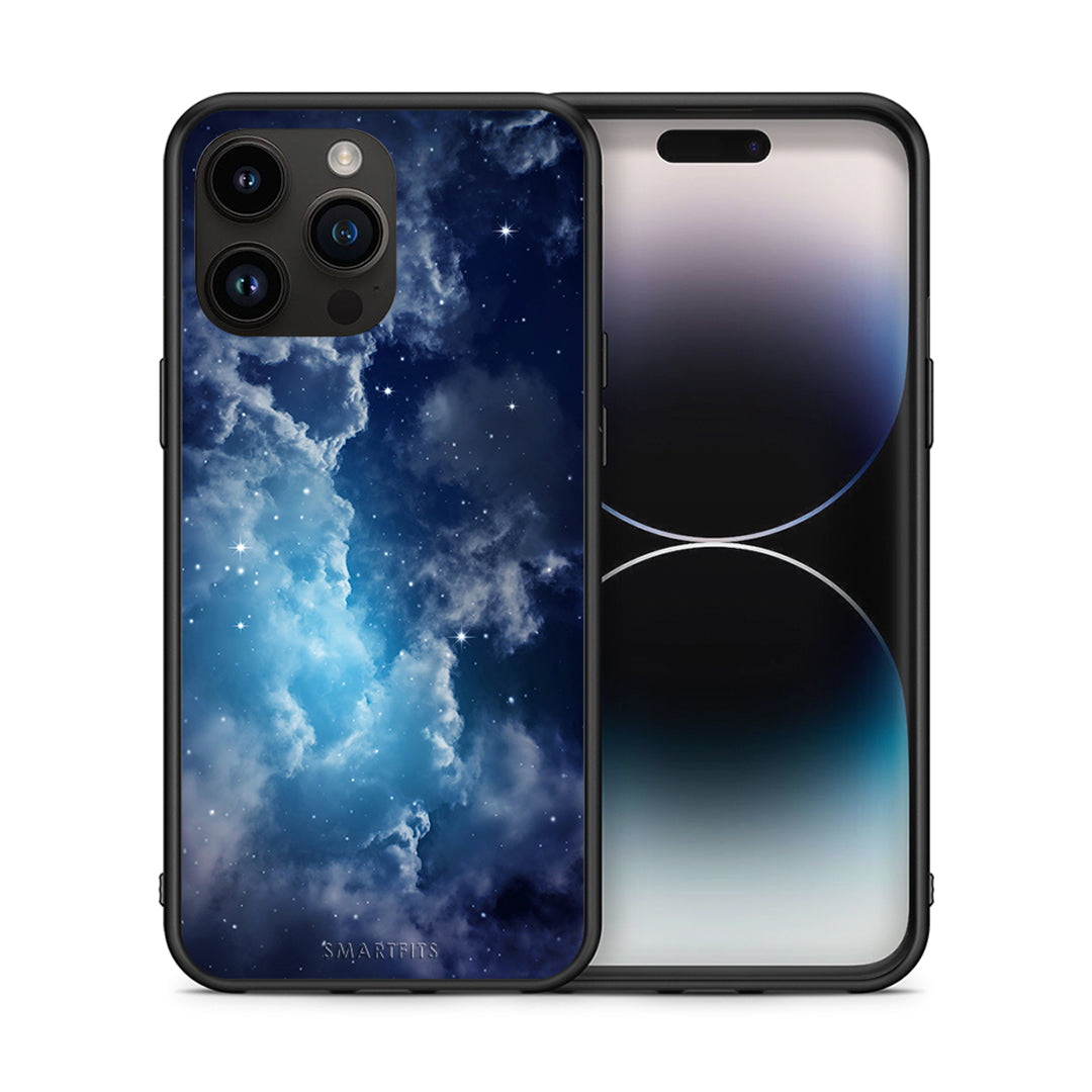 Θήκη iPhone 14 Pro Max Blue Sky Galaxy από τη Smartfits με σχέδιο στο πίσω μέρος και μαύρο περίβλημα | iPhone 14 Pro Max Blue Sky Galaxy case with colorful back and black bezels