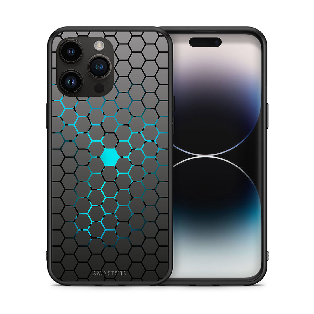 Θήκη iPhone 15 Pro Max Hexagonal Geometric από τη Smartfits με σχέδιο στο πίσω μέρος και μαύρο περίβλημα | iPhone 15 Pro Max Hexagonal Geometric case with colorful back and black bezels