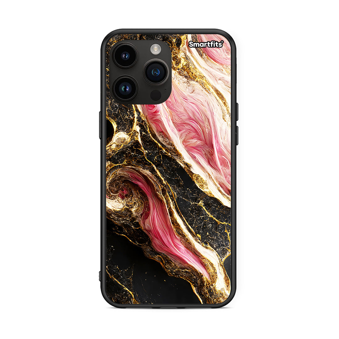 iPhone 15 Pro Max Glamorous Pink Marble θήκη από τη Smartfits με σχέδιο στο πίσω μέρος και μαύρο περίβλημα | Smartphone case with colorful back and black bezels by Smartfits