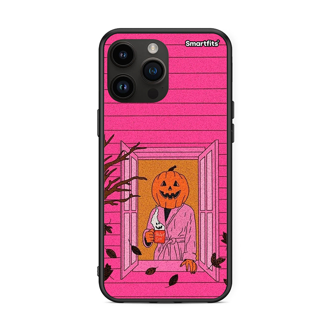 iPhone 15 Pro Max Halloween Pumpkin Lady Θήκη από τη Smartfits με σχέδιο στο πίσω μέρος και μαύρο περίβλημα | Smartphone case with colorful back and black bezels by Smartfits