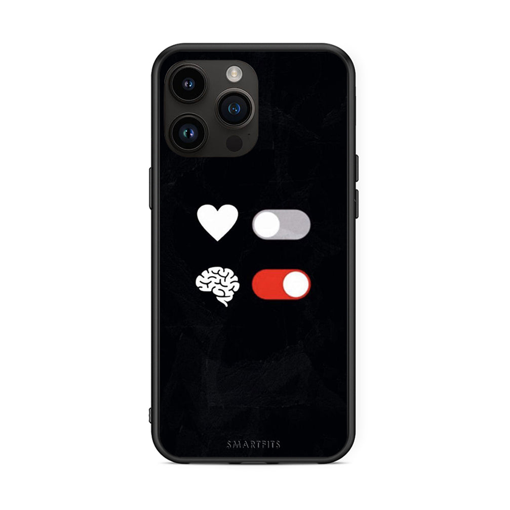 iPhone 15 Pro Max Heart Vs Brain Θήκη Αγίου Βαλεντίνου από τη Smartfits με σχέδιο στο πίσω μέρος και μαύρο περίβλημα | Smartphone case with colorful back and black bezels by Smartfits