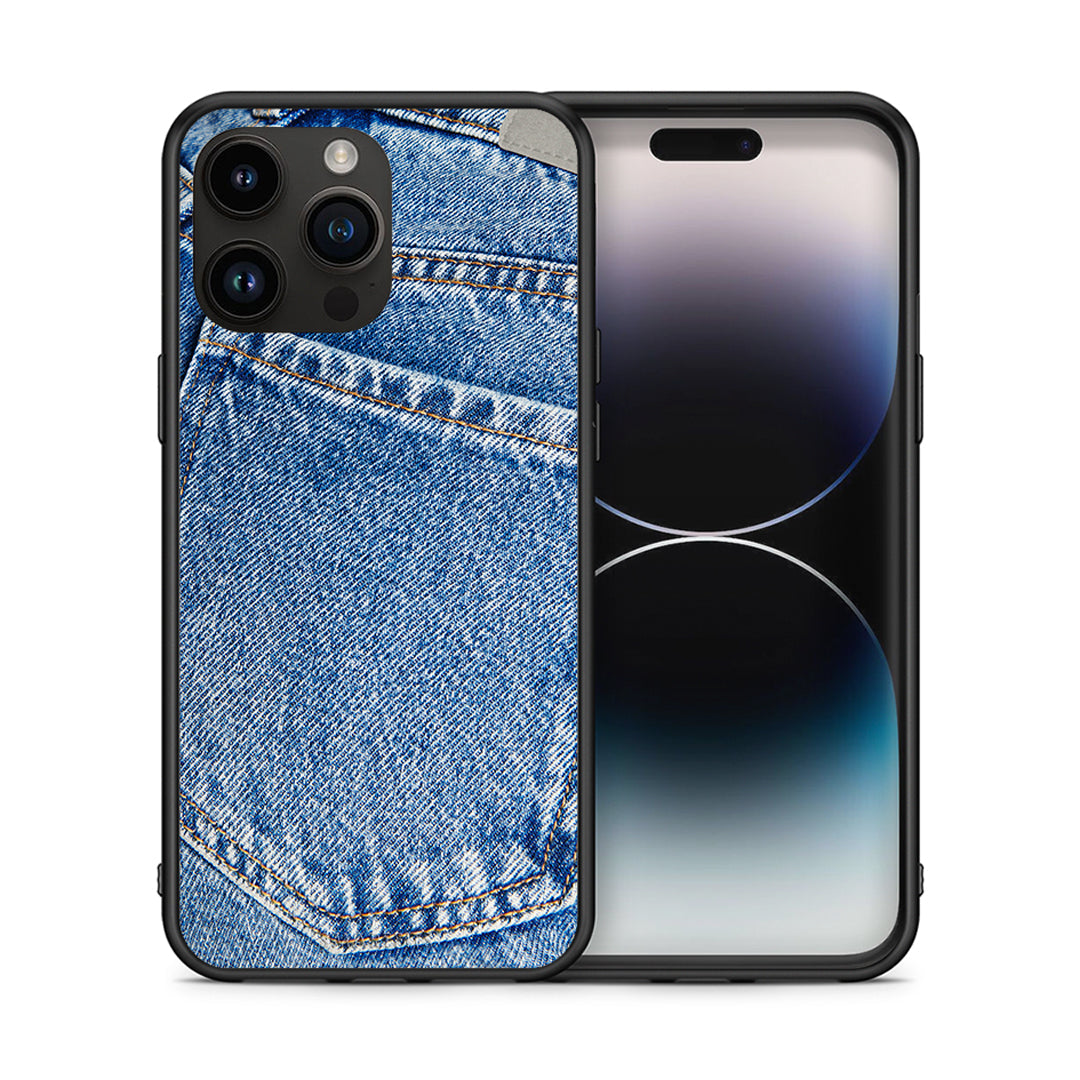 Θήκη iPhone 14 Pro Max Jeans Pocket από τη Smartfits με σχέδιο στο πίσω μέρος και μαύρο περίβλημα | iPhone 14 Pro Max Jeans Pocket case with colorful back and black bezels