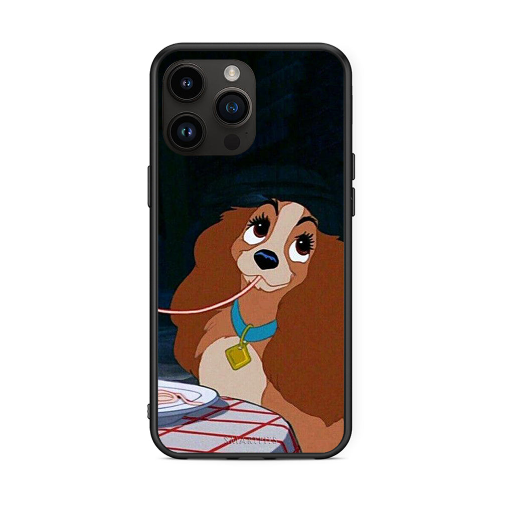 iPhone 14 Pro Max Lady And Tramp 2 Θήκη Αγίου Βαλεντίνου από τη Smartfits με σχέδιο στο πίσω μέρος και μαύρο περίβλημα | Smartphone case with colorful back and black bezels by Smartfits