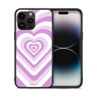 Thumbnail for Θήκη iPhone 14 Pro Max Lilac Hearts από τη Smartfits με σχέδιο στο πίσω μέρος και μαύρο περίβλημα | iPhone 14 Pro Max Lilac Hearts case with colorful back and black bezels