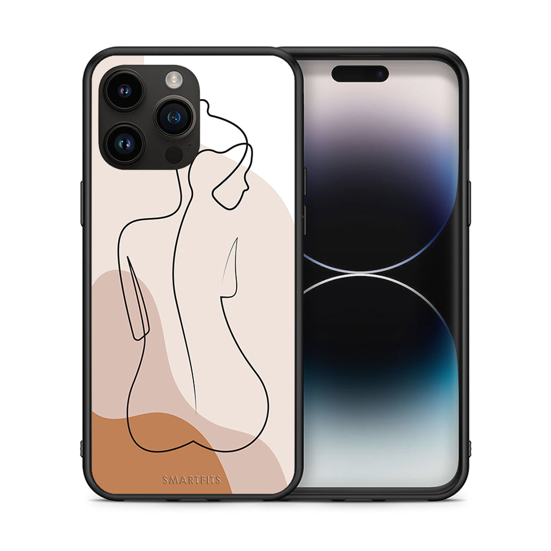 Θήκη iPhone 14 Pro Max LineArt Woman από τη Smartfits με σχέδιο στο πίσω μέρος και μαύρο περίβλημα | iPhone 14 Pro Max LineArt Woman case with colorful back and black bezels