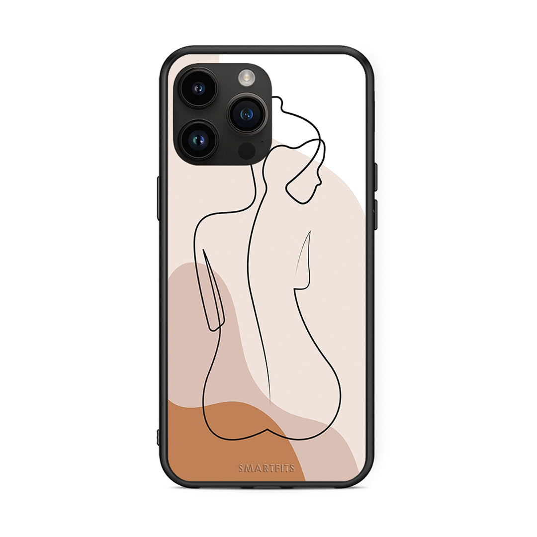 iPhone 15 Pro Max LineArt Woman θήκη από τη Smartfits με σχέδιο στο πίσω μέρος και μαύρο περίβλημα | Smartphone case with colorful back and black bezels by Smartfits