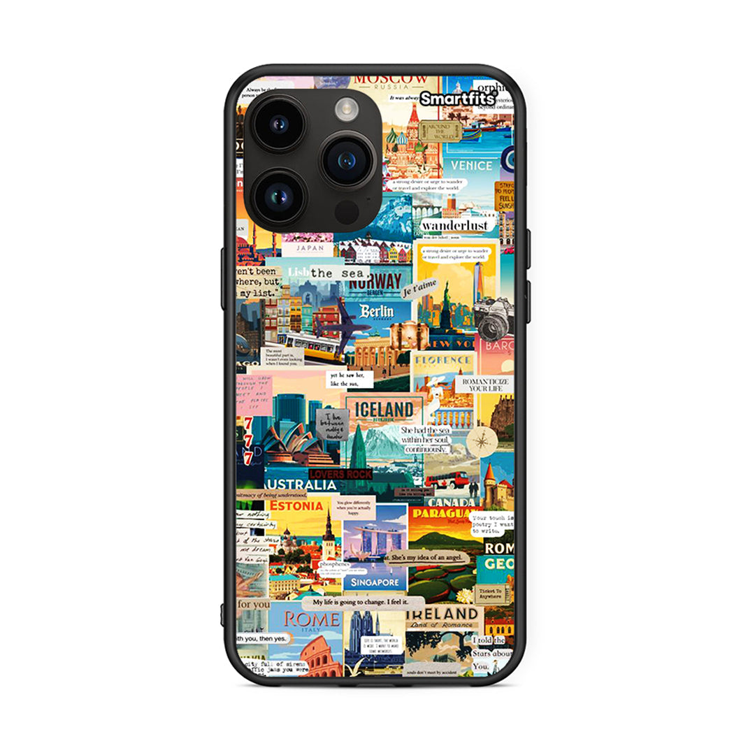 iPhone 14 Pro Max Live To Travel θήκη από τη Smartfits με σχέδιο στο πίσω μέρος και μαύρο περίβλημα | Smartphone case with colorful back and black bezels by Smartfits