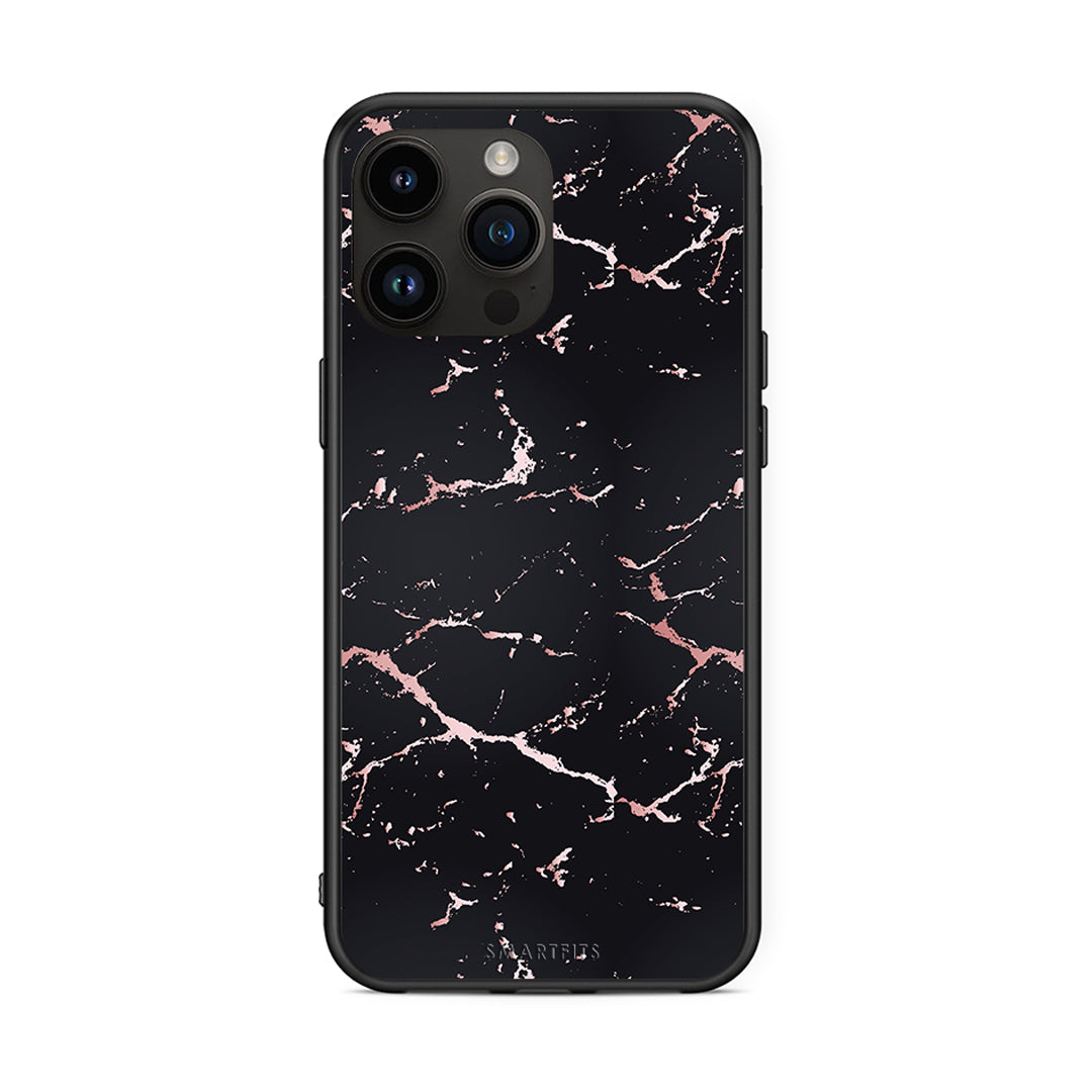 4 - iPhone 14 Pro Max Black Rosegold Marble case, cover, bumper