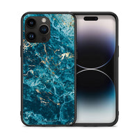 Thumbnail for Θήκη iPhone 14 Pro Max Marble Blue από τη Smartfits με σχέδιο στο πίσω μέρος και μαύρο περίβλημα | iPhone 14 Pro Max Marble Blue case with colorful back and black bezels