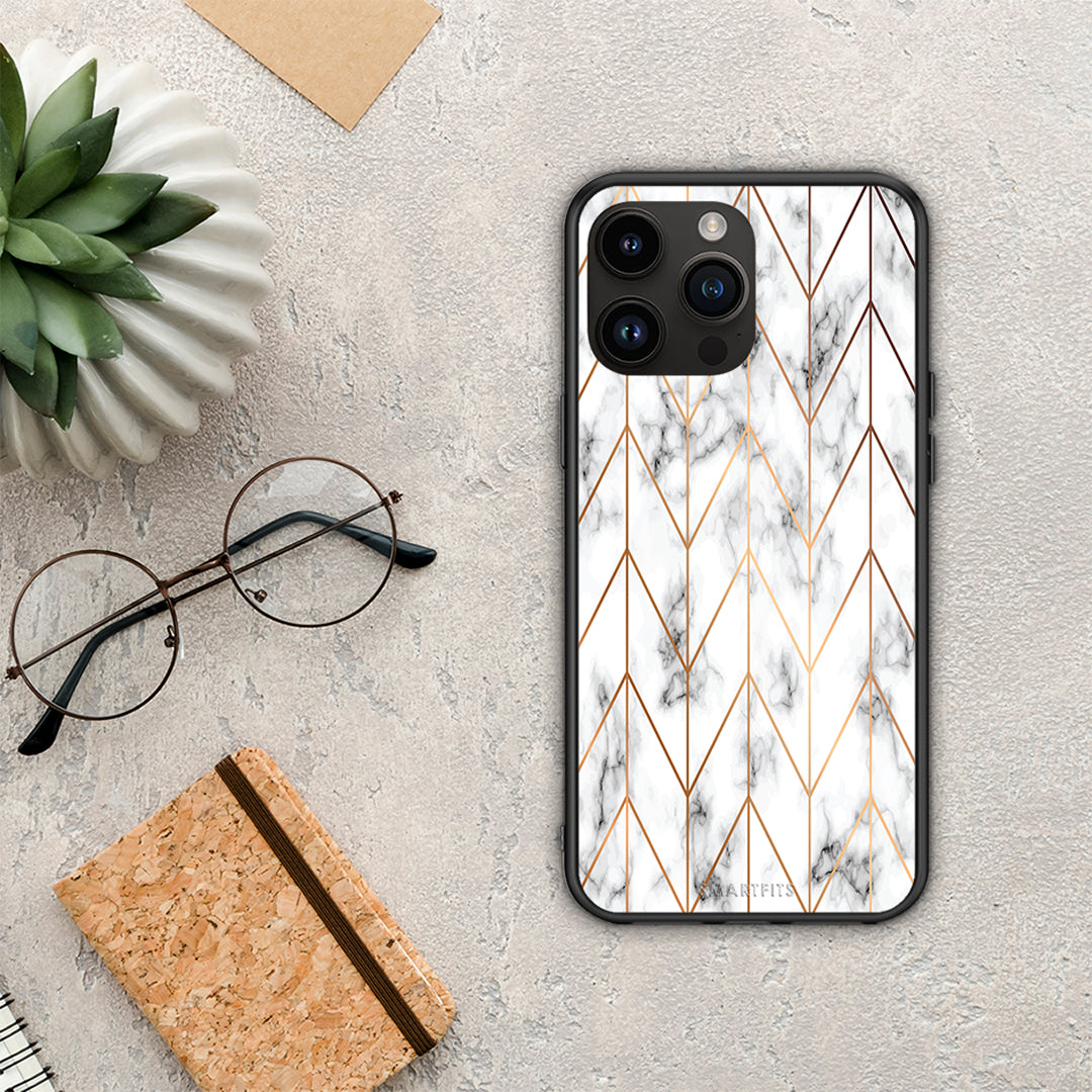 Marble Gold Geometric - iPhone 15 Pro max case