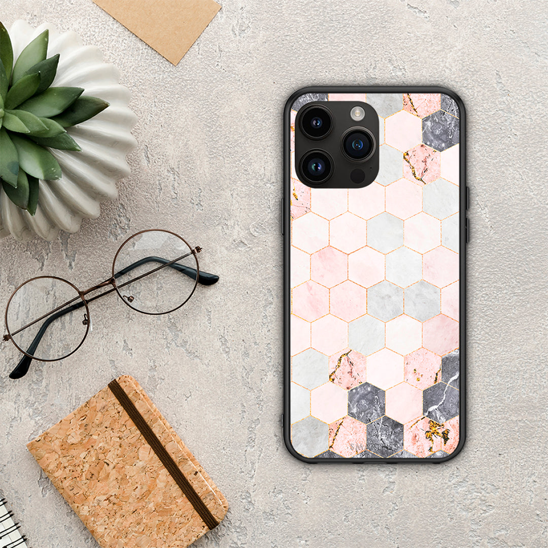 Marble Hexagon Pink - iPhone 14 Pro max case