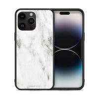Thumbnail for Θήκη iPhone 15 Pro Max White Marble από τη Smartfits με σχέδιο στο πίσω μέρος και μαύρο περίβλημα | iPhone 15 Pro Max White Marble case with colorful back and black bezels