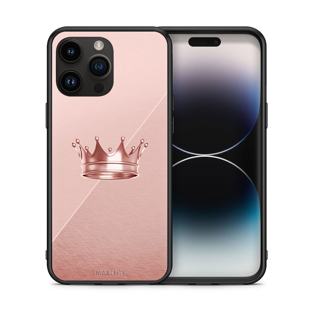 Θήκη iPhone 15 Pro Max Crown Minimal από τη Smartfits με σχέδιο στο πίσω μέρος και μαύρο περίβλημα | iPhone 15 Pro Max Crown Minimal case with colorful back and black bezels