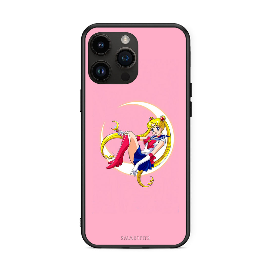 iPhone 15 Pro Max Moon Girl θήκη από τη Smartfits με σχέδιο στο πίσω μέρος και μαύρο περίβλημα | Smartphone case with colorful back and black bezels by Smartfits