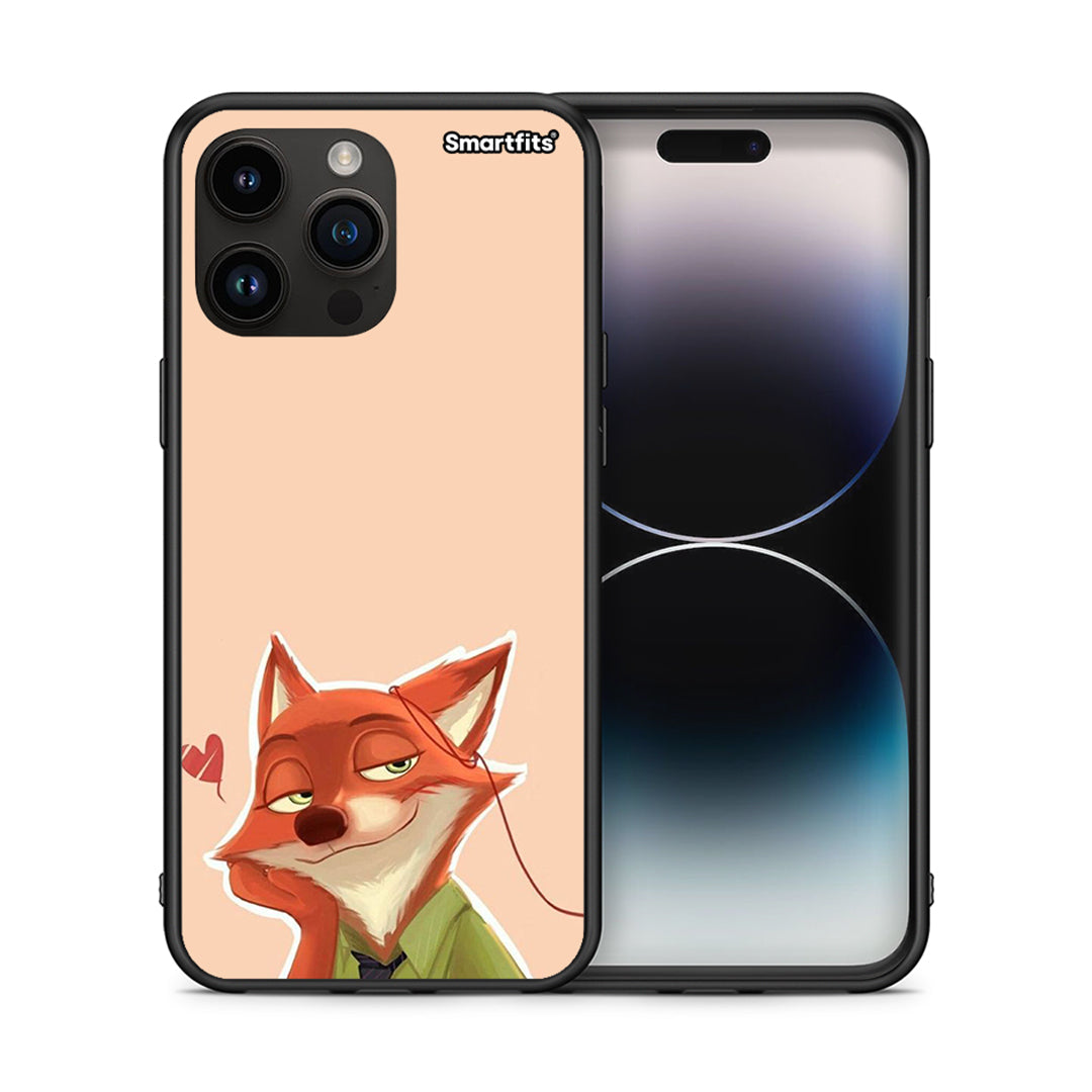 Θήκη iPhone 14 Pro Max Nick Wilde And Judy Hopps Love 1 από τη Smartfits με σχέδιο στο πίσω μέρος και μαύρο περίβλημα | iPhone 14 Pro Max Nick Wilde And Judy Hopps Love 1 case with colorful back and black bezels