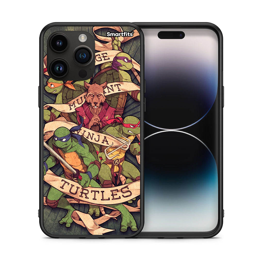 Θήκη iPhone 14 Pro Max Ninja Turtles από τη Smartfits με σχέδιο στο πίσω μέρος και μαύρο περίβλημα | iPhone 14 Pro Max Ninja Turtles case with colorful back and black bezels