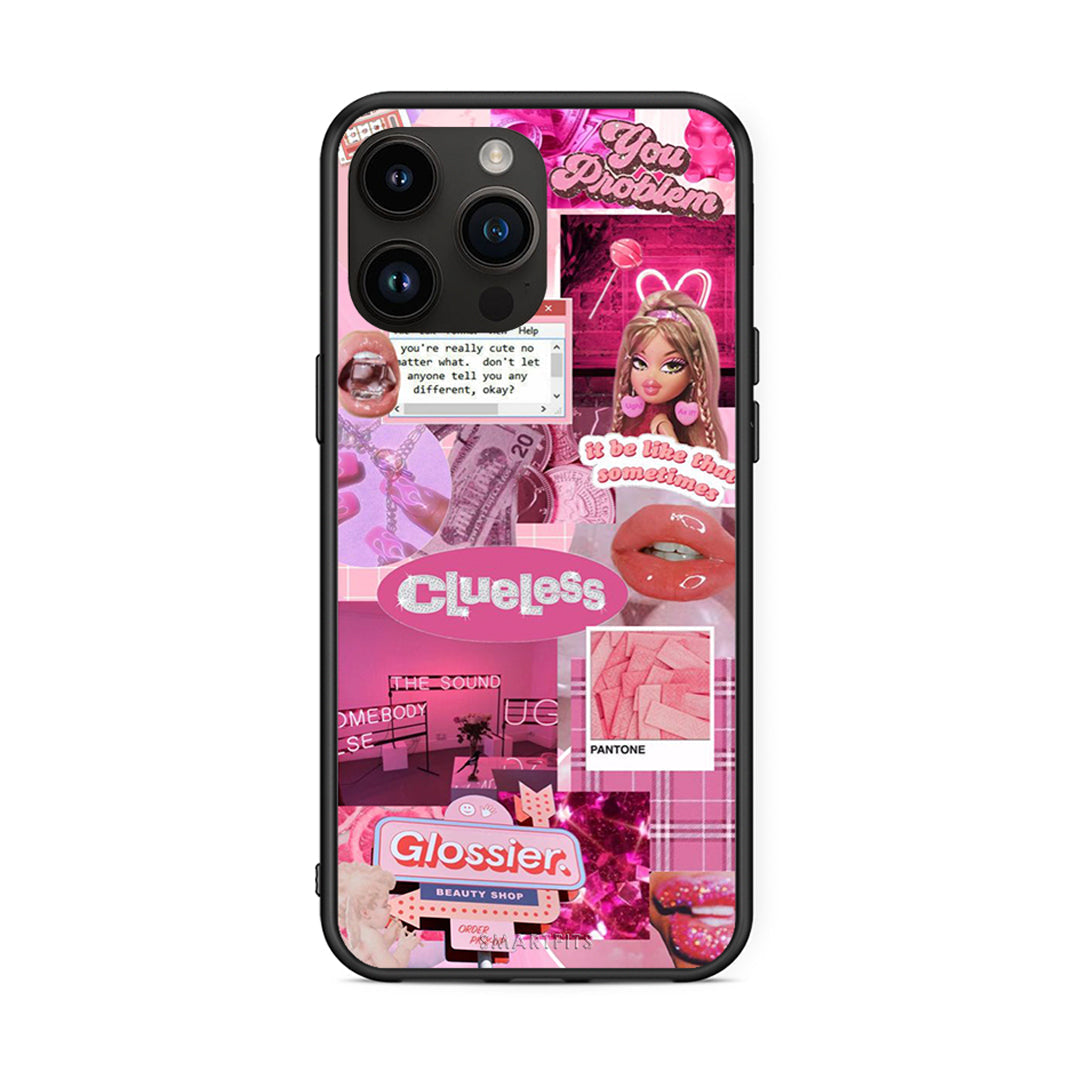 iPhone 15 Pro Max Pink Love Θήκη Αγίου Βαλεντίνου από τη Smartfits με σχέδιο στο πίσω μέρος και μαύρο περίβλημα | Smartphone case with colorful back and black bezels by Smartfits