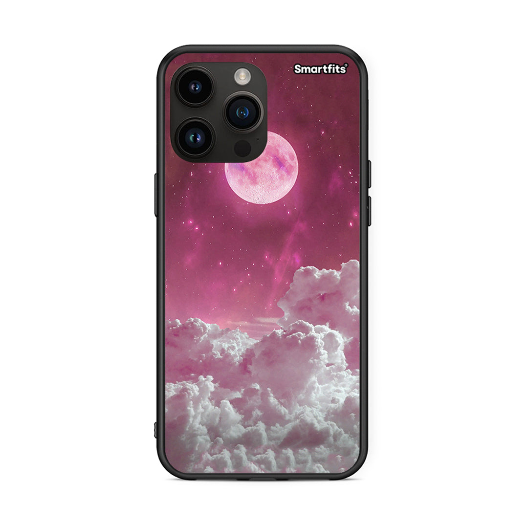 iPhone 15 Pro Max Pink Moon Θήκη από τη Smartfits με σχέδιο στο πίσω μέρος και μαύρο περίβλημα | Smartphone case with colorful back and black bezels by Smartfits