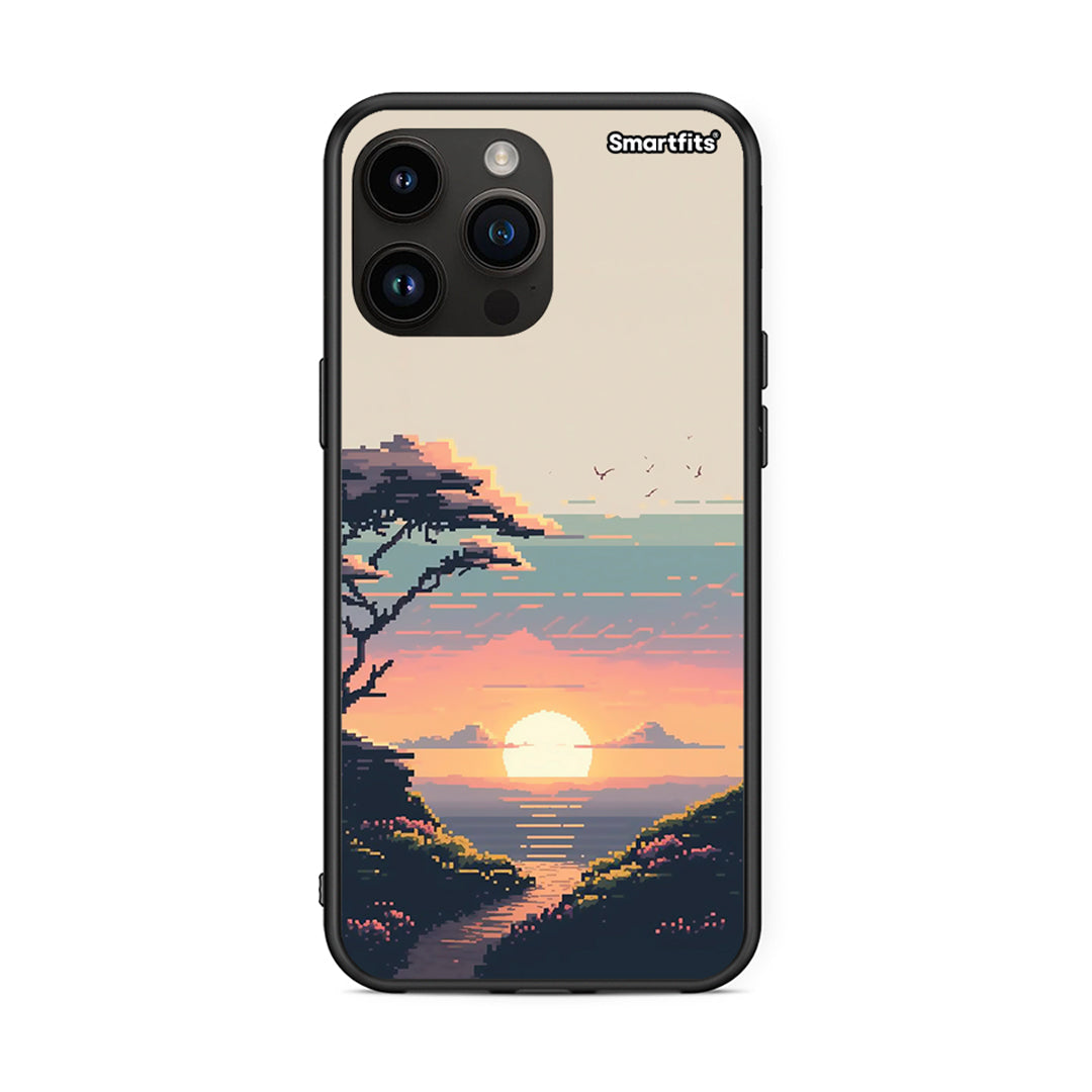 iPhone 15 Pro Max Pixel Sunset Θήκη από τη Smartfits με σχέδιο στο πίσω μέρος και μαύρο περίβλημα | Smartphone case with colorful back and black bezels by Smartfits