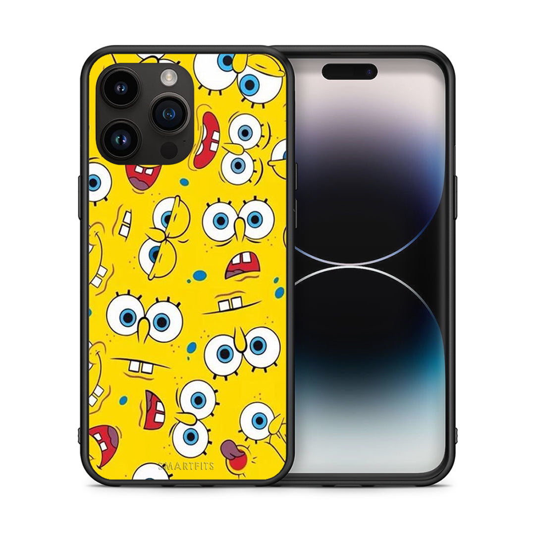 Θήκη iPhone 15 Pro Max Sponge PopArt από τη Smartfits με σχέδιο στο πίσω μέρος και μαύρο περίβλημα | iPhone 15 Pro Max Sponge PopArt case with colorful back and black bezels