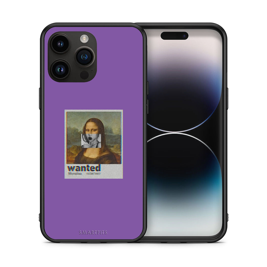 Θήκη iPhone 15 Pro Max Monalisa Popart από τη Smartfits με σχέδιο στο πίσω μέρος και μαύρο περίβλημα | iPhone 15 Pro Max Monalisa Popart case with colorful back and black bezels