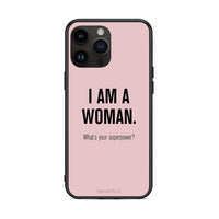 Thumbnail for iPhone 15 Pro Max Superpower Woman θήκη από τη Smartfits με σχέδιο στο πίσω μέρος και μαύρο περίβλημα | Smartphone case with colorful back and black bezels by Smartfits