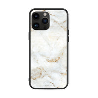 Thumbnail for iPhone 15 Pro Max White Gold Marble θήκη από τη Smartfits με σχέδιο στο πίσω μέρος και μαύρο περίβλημα | Smartphone case with colorful back and black bezels by Smartfits