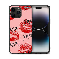 Thumbnail for Θήκη iPhone 14 Pro Max XOXO Lips από τη Smartfits με σχέδιο στο πίσω μέρος και μαύρο περίβλημα | iPhone 14 Pro Max XOXO Lips case with colorful back and black bezels