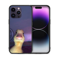 Thumbnail for Θήκη iPhone 14 Pro Meme Duck από τη Smartfits με σχέδιο στο πίσω μέρος και μαύρο περίβλημα | iPhone 14 Pro Meme Duck case with colorful back and black bezels