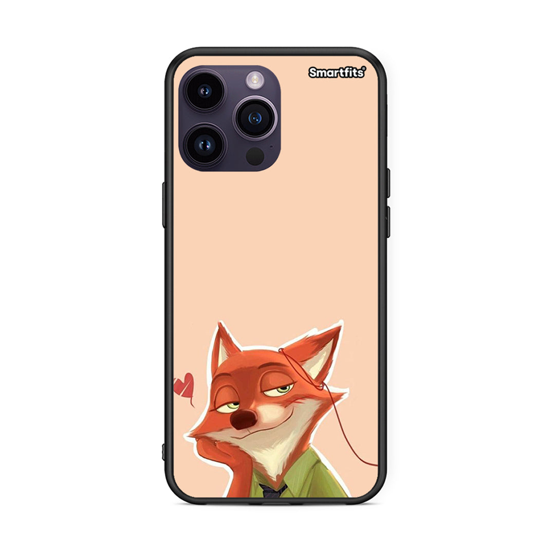 iPhone 15 Pro Nick Wilde And Judy Hopps Love 1 θήκη από τη Smartfits με σχέδιο στο πίσω μέρος και μαύρο περίβλημα | Smartphone case with colorful back and black bezels by Smartfits