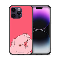 Thumbnail for Θήκη Αγίου Βαλεντίνου iPhone 14 Pro Pig Love 1 από τη Smartfits με σχέδιο στο πίσω μέρος και μαύρο περίβλημα | iPhone 14 Pro Pig Love 1 case with colorful back and black bezels