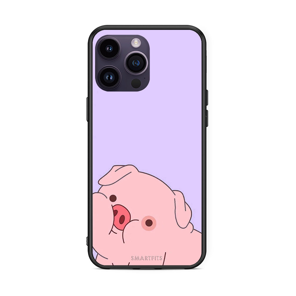 iPhone 14 Pro Pig Love 2 Θήκη Αγίου Βαλεντίνου από τη Smartfits με σχέδιο στο πίσω μέρος και μαύρο περίβλημα | Smartphone case with colorful back and black bezels by Smartfits