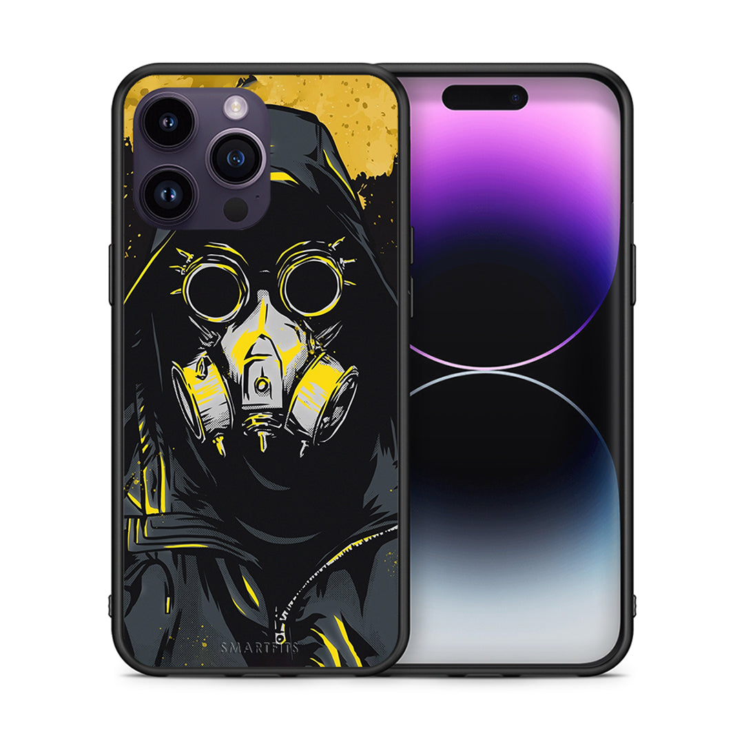 Θήκη iPhone 15 Pro Mask PopArt από τη Smartfits με σχέδιο στο πίσω μέρος και μαύρο περίβλημα | iPhone 15 Pro Mask PopArt case with colorful back and black bezels